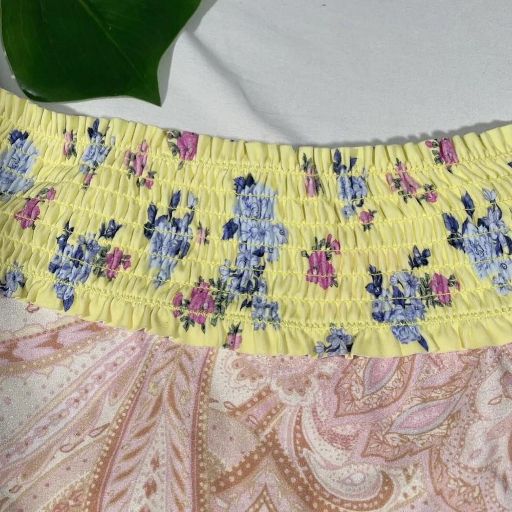 NWT River Island [ 10 US ] Mixed‎ Floral High Rise Bikini bottoms in Yellow